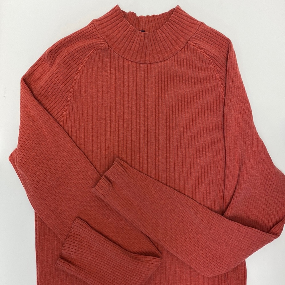 Lands End mock turtle neck coral orange fall color - Picture 1 of 2